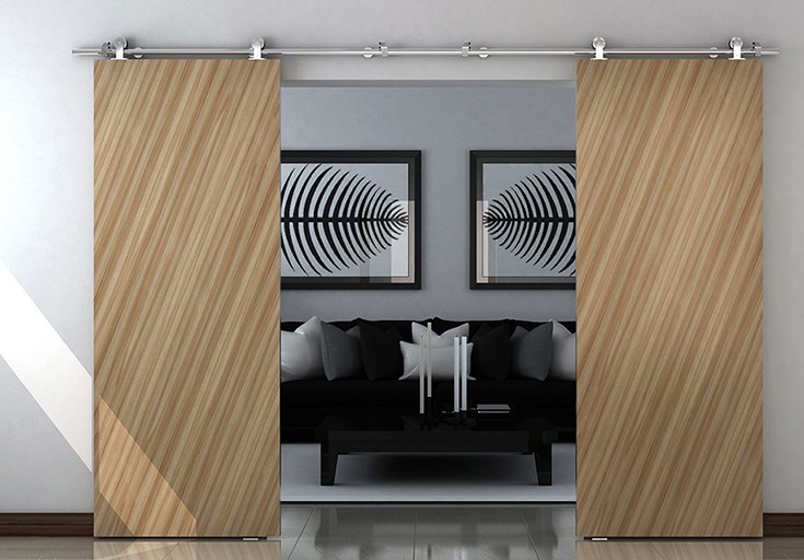 谷仓门推拉门厨房门不锈钢轨道滑轮吊轮滑轨移门五金