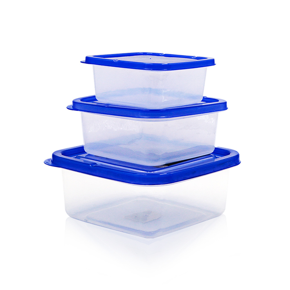 厂家塑料三件套保鲜盒 正方形保鲜盒 家用果蔬保鲜盒 可定制