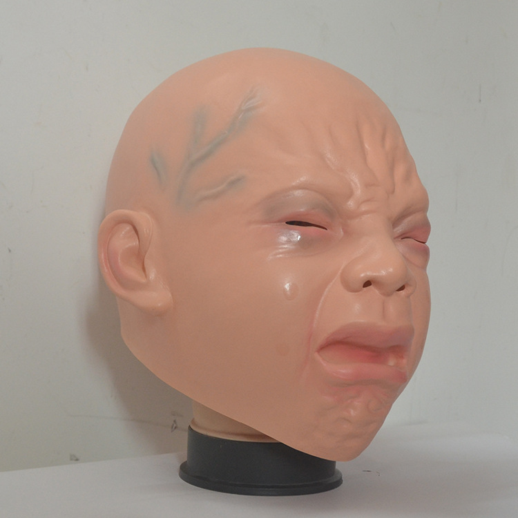 万圣节乳胶哭小孩乳胶面具 恐怖人物头套化妆舞会派对道具厂家