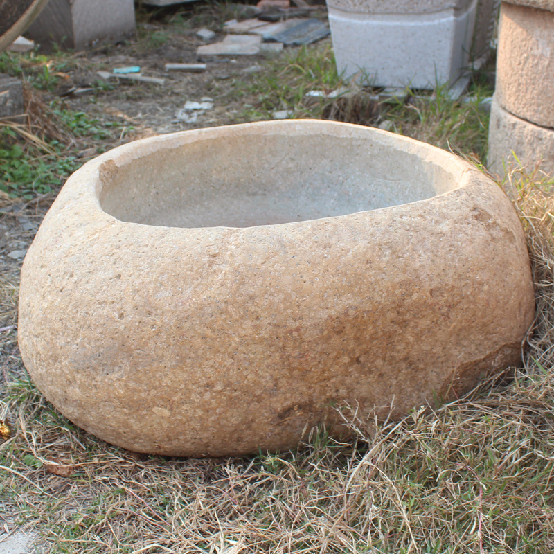 批发 鹅卵石水钵 水生植物水培种植盆水盆 石制洗手盆