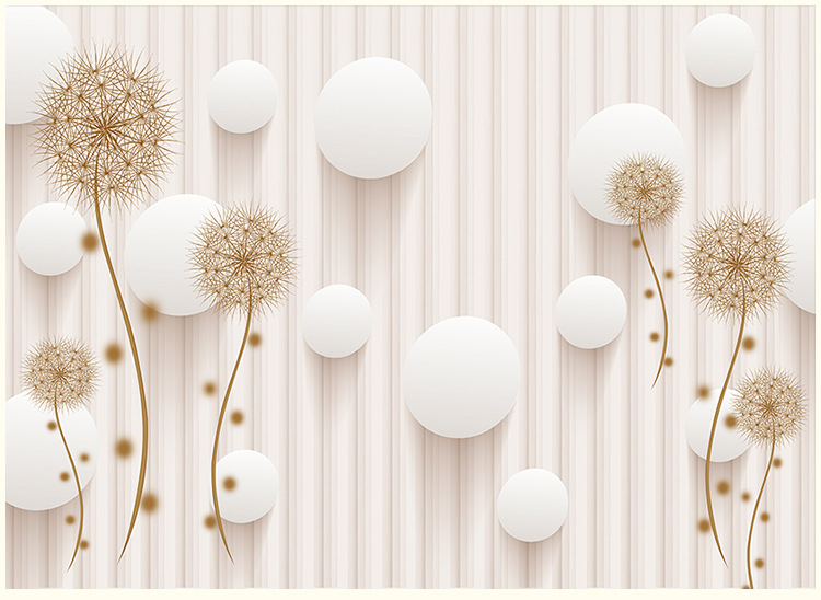 壁布电视背景墙壁纸现代简约客厅蒲公英影视墙布装饰3d墙纸壁画