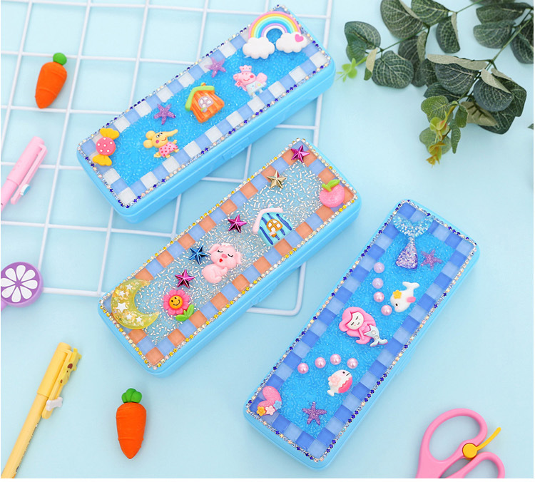 儿童手工diy双层文具盒材料卡通笔盒小学生创意手工粘贴玩具礼物