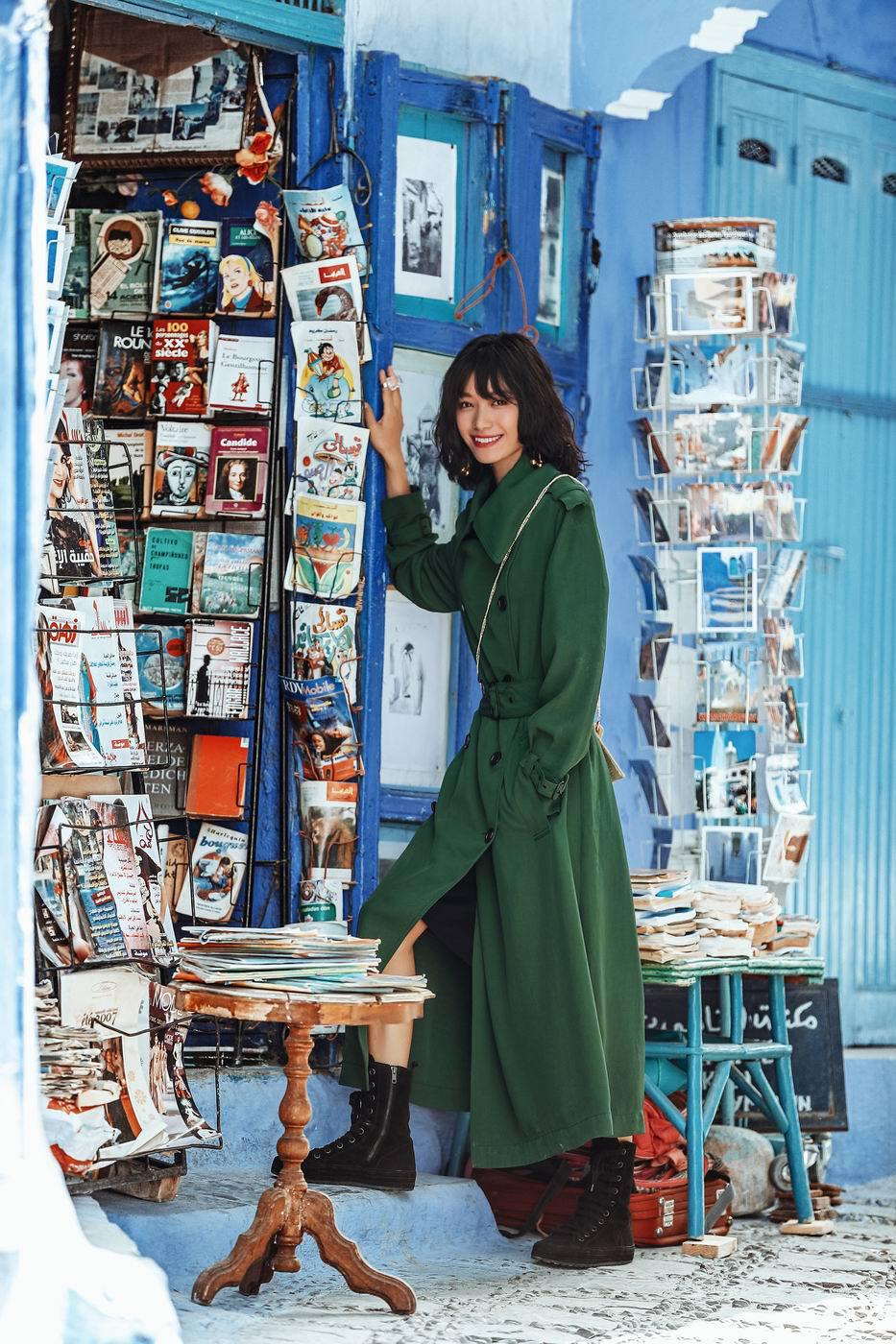 2018原创品牌aki重磅定染长款风衣女秋冬新款翻领系带收腰显瘦