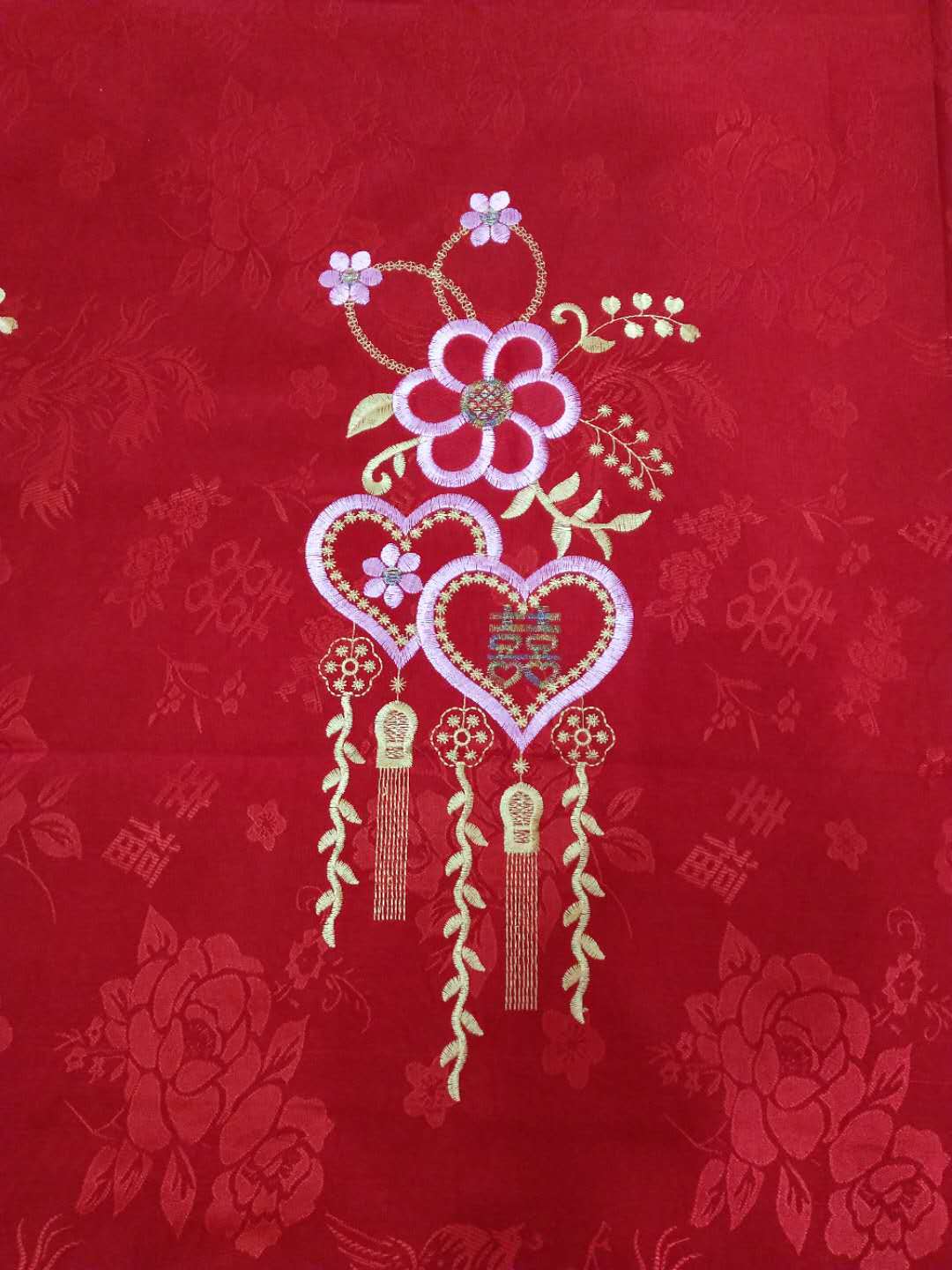 厂家直销喜庆红色婚庆门帘绣花门帘批发喜字鸳鸯婚庆用品婚房装饰