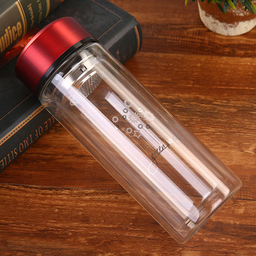 碧达双层高硼硅玻璃杯花茶过滤杯子300毫升车载水杯logo定制批发