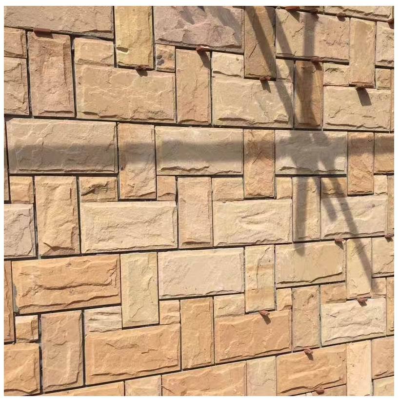 楼房外墙石材厂家热销推荐黄砂岩蘑菇石图片效果图