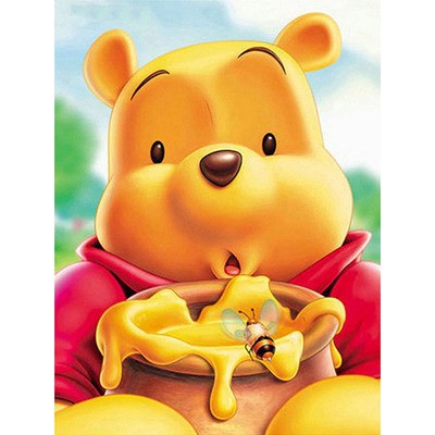 5d钻石画 小熊吃蜂蜜 外贸货源定制diy新款 满钻贴钻画 厂家批发