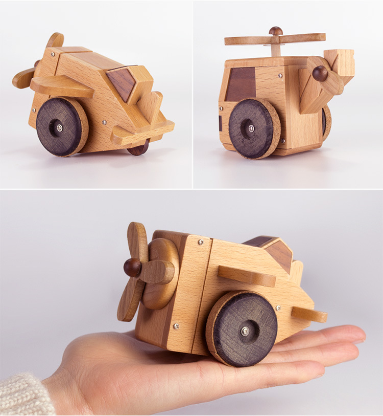 木制儿童玩具 音乐盒 创意小车 手工工艺品 木质摆件 智力开发