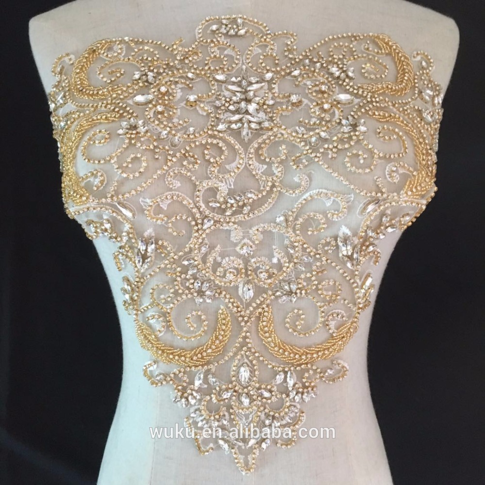 戊酷 重手工高级定制款 35x40cm手工钉珠水钻蕾丝贴花 la-46