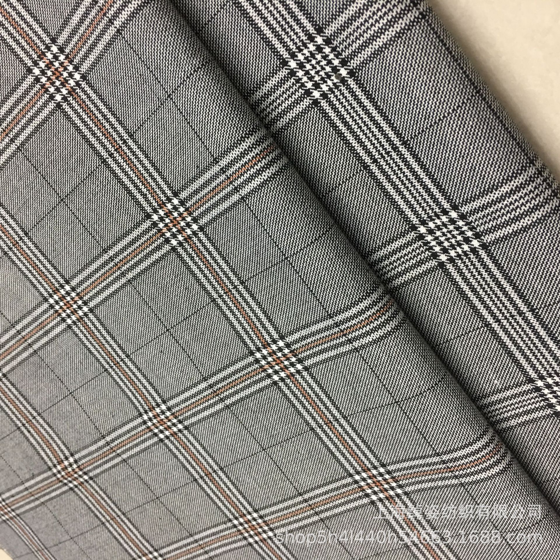 秋装面料格子面料经典黑白系复古面料西装面料大格子面料