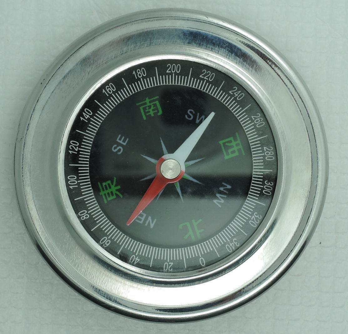 Large Supply of Outdoor Supplies Mountaineering Camping Stainless Steel Mini Compass Chinese English Diameter 60mm Wholesale