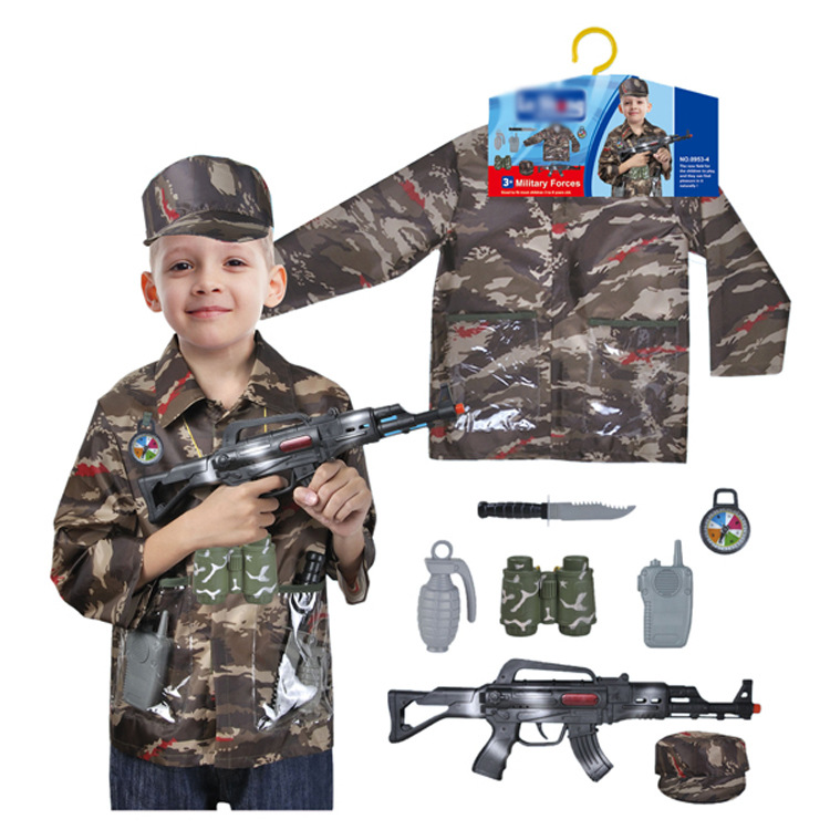 过家家创意角色扮演 迷彩军事套装警察枪仿真科教玩具