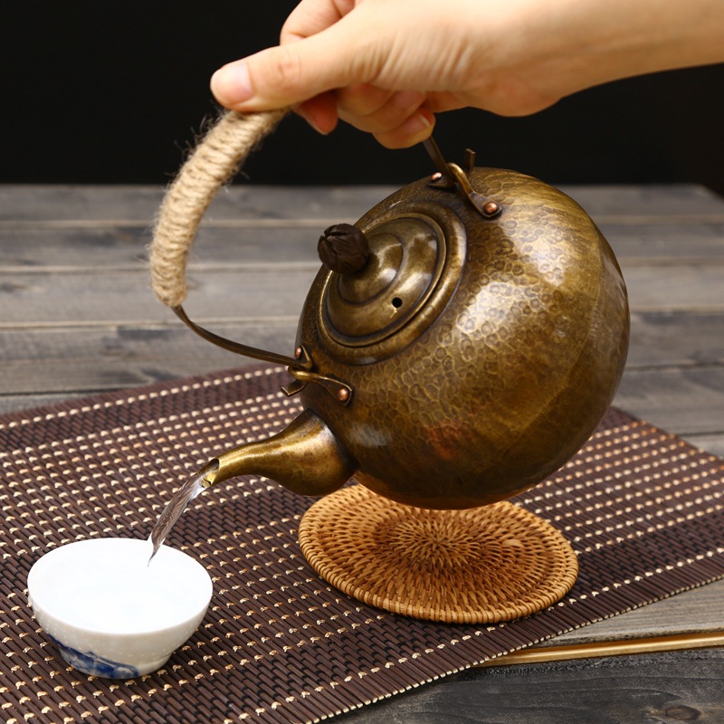 若容茶艺手工铜壶烧水铜壶煮茶铜壶纯铜壶紫铜水壶老铜壶