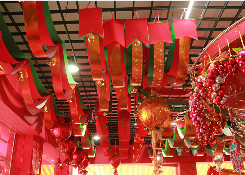 圣诞波浪旗三层吊旗带铃铛 圣诞节店铺商场学校装饰用品 量大优惠