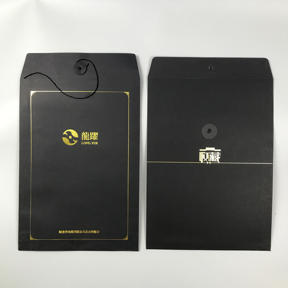 高档材质深烟灰酒红紫红色卡特种纸会所专用档案袋烫黑印黑a4定制