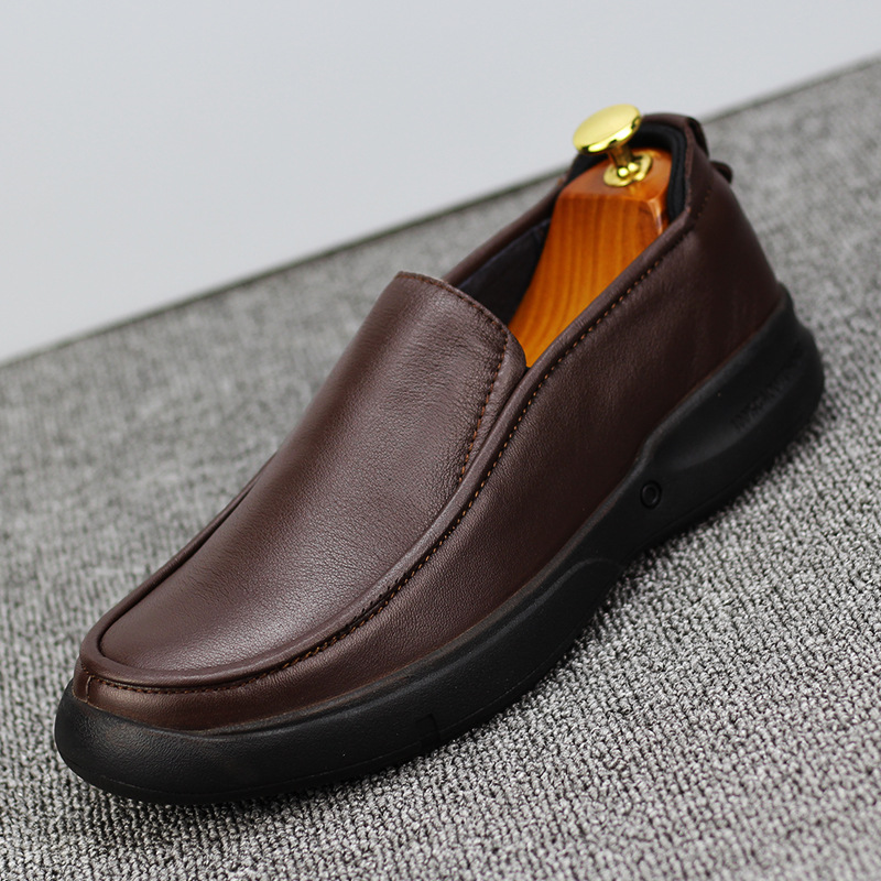 New Genuine Leather Men's Leather Shoes Men's Small Size 37 Oversized Men's Shoes 45 Casual Shoes 46 Soft Bottom 47 Slip-on Size 48