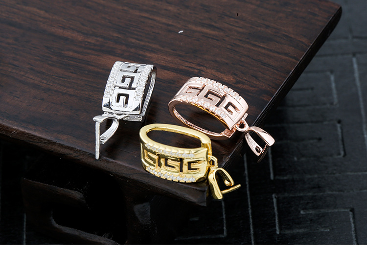 925纯银电18k金吊坠扣瓜子扣头黄金翡翠水晶搭扣子白金夹扣男女款