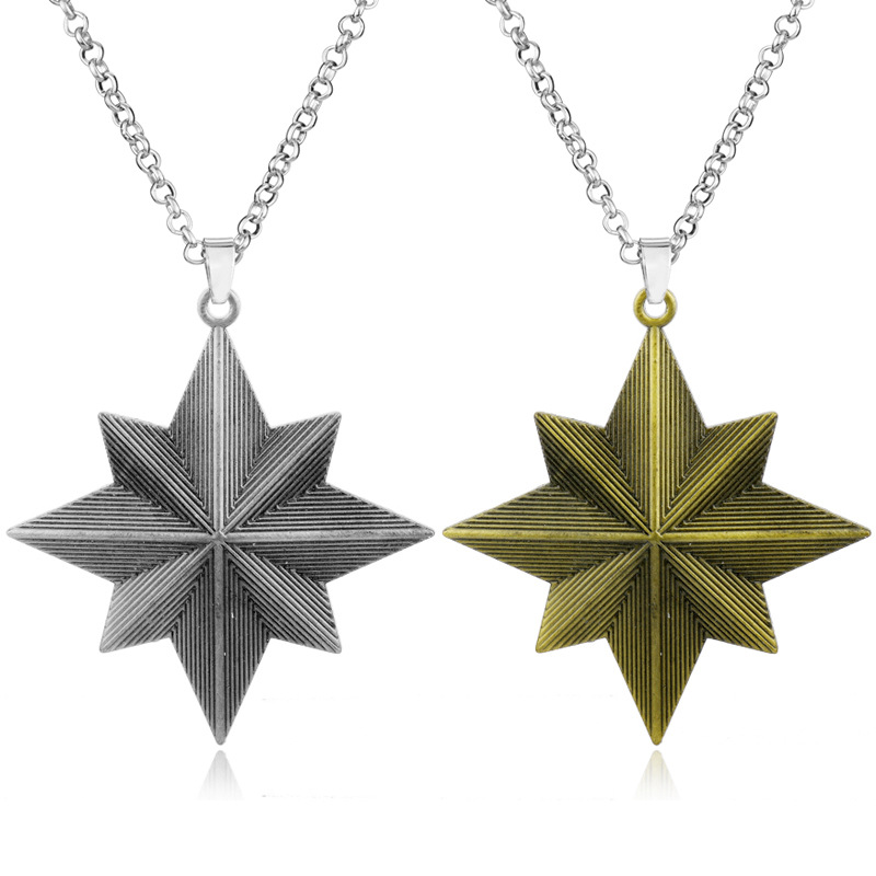 新款电影周边 captain marvel 惊奇队长标志项链八芒星吊坠项饰品