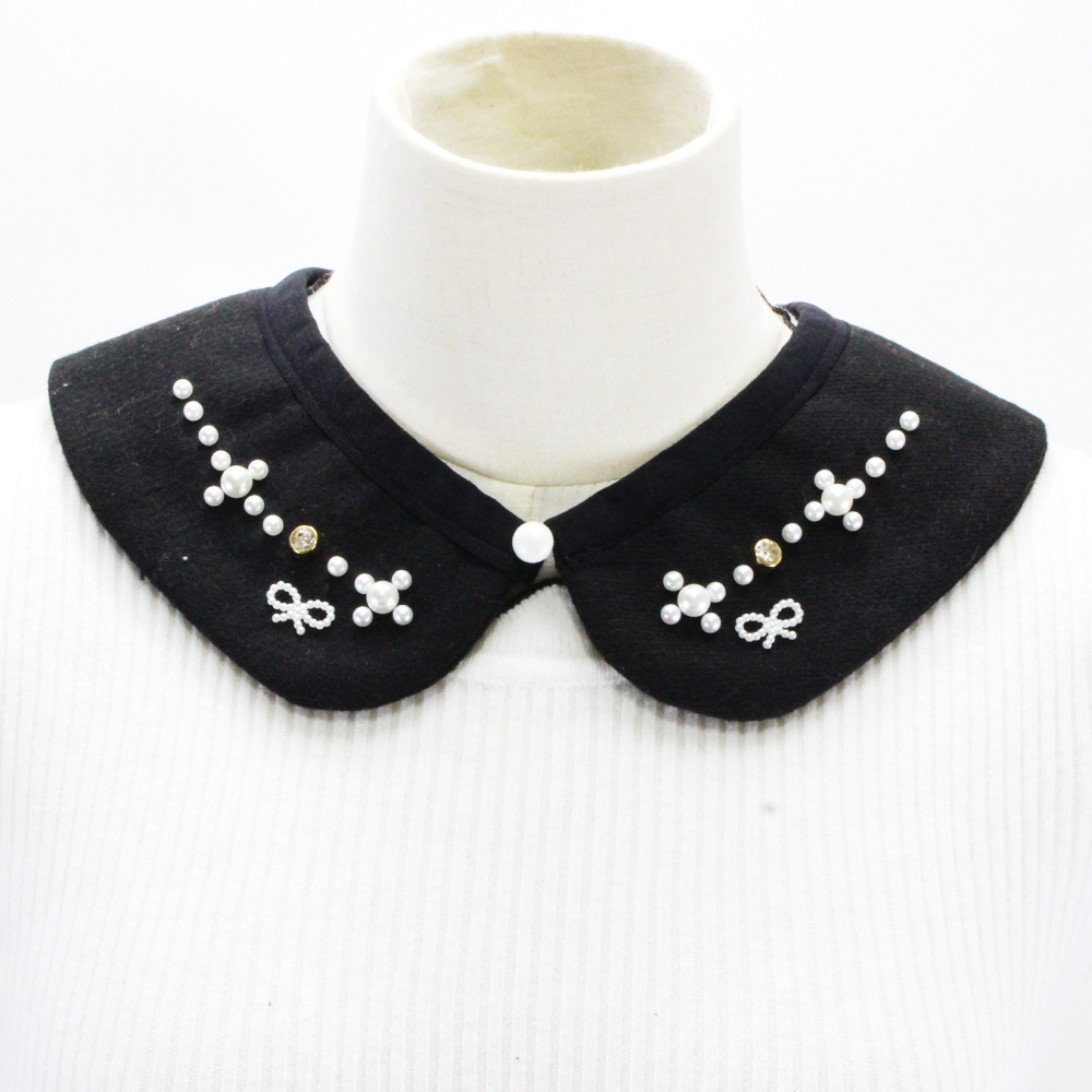 速卖通爆款 毛呢钉珠假领子钉钻毛衣装饰领彼得潘领 欧美热卖