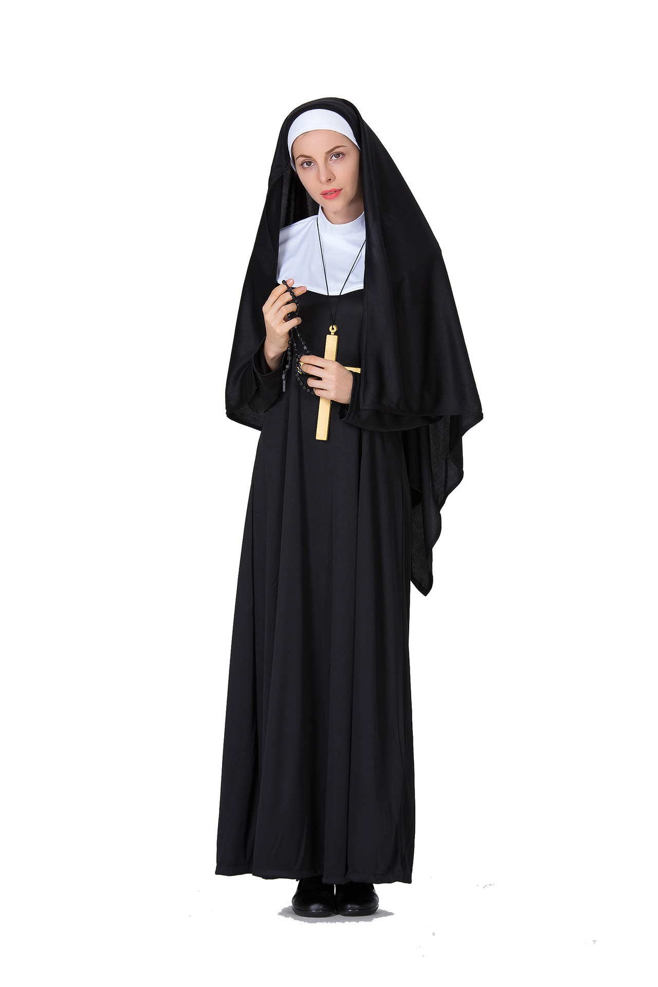 分码万圣节表演服圣母玛利亚服装修女服牧师服装舞会演出服实拍