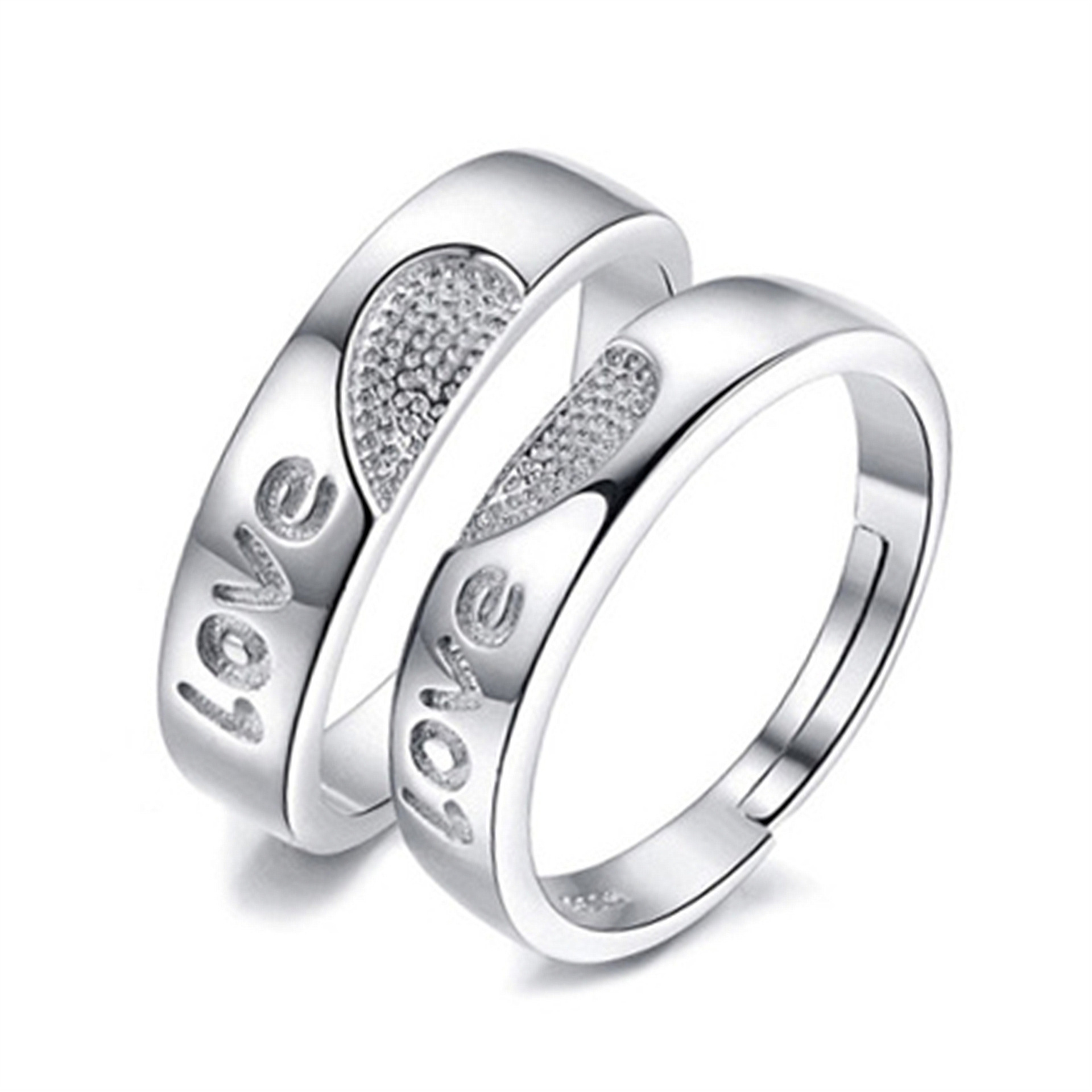 情侣戒指love永结同心形男女对戒韩版 活口开口可调戒指批环