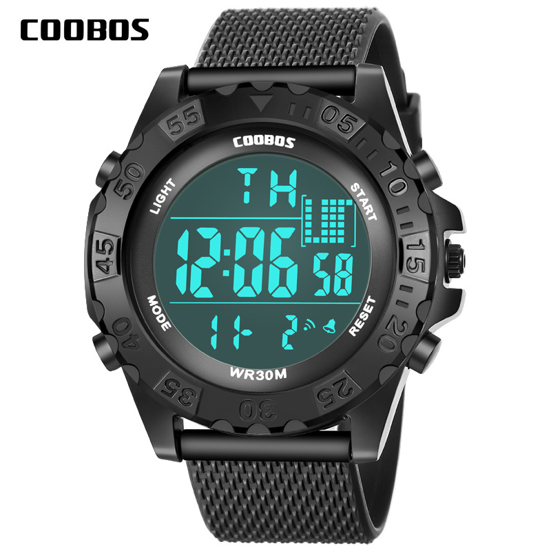 酷宝仕韩版学生运动电子表防水led夜光简约潮流男士手表男孩0902