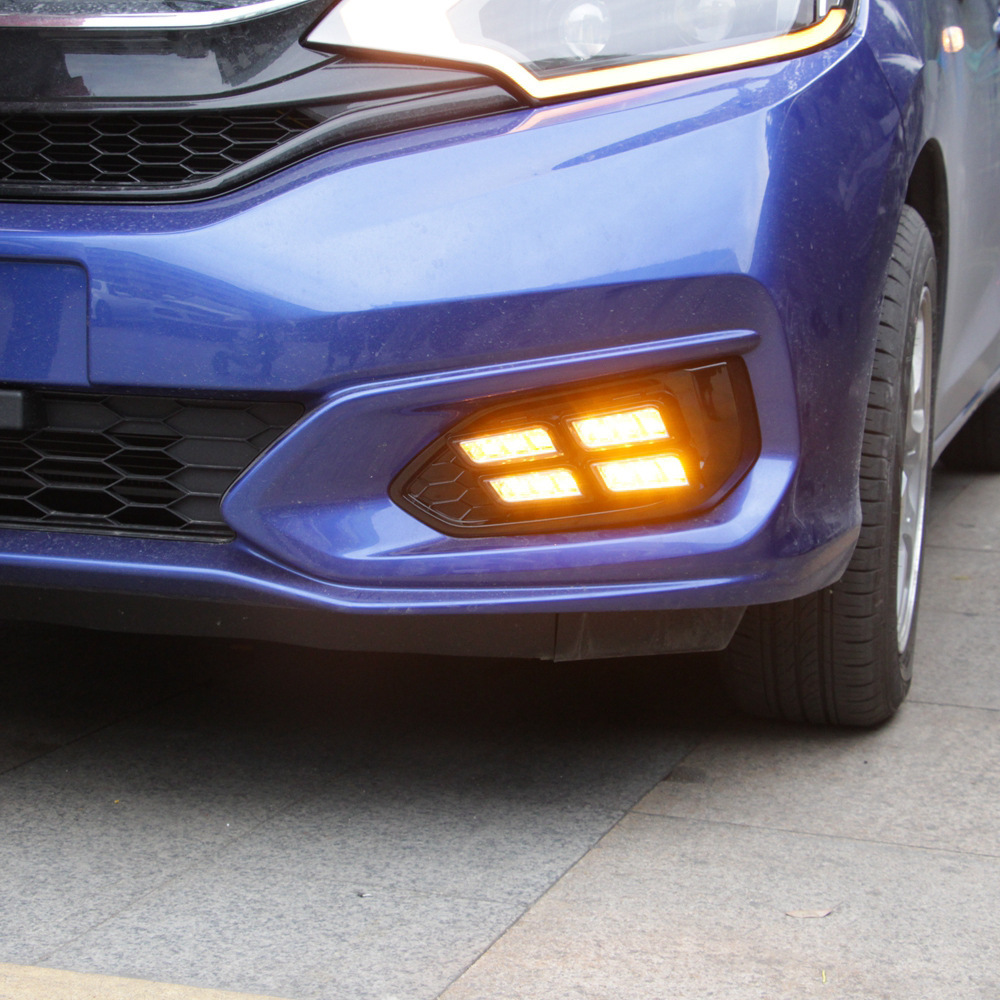 适用于18款本田新飞度四眼led三色雾灯日行灯 美洲 中东 东南亚