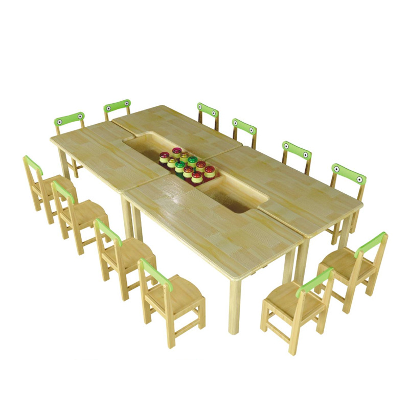 新款木质儿童画桌 幼儿园美术桌椅 早教培训班美工桌 儿童绘画桌