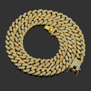 新款欧美嘻哈铜镶锆石一排单排男士项链网球链锁骨链tennis chain