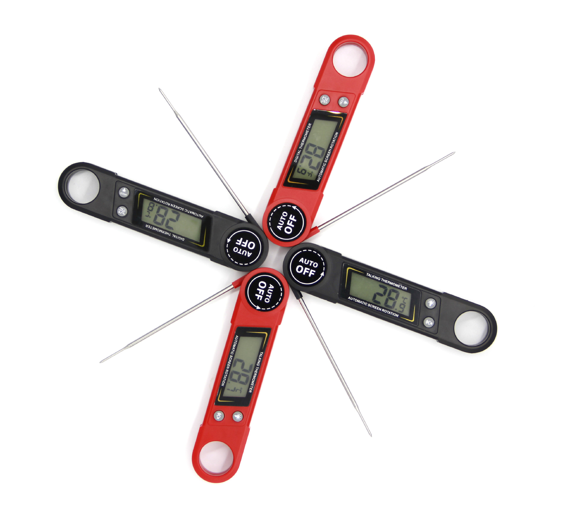 电子折叠式数显牛奶咖啡食品温度计 厨房食物油温烧烤烤肉温度计