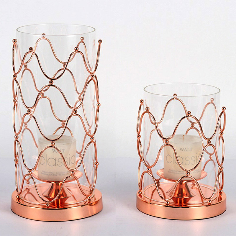 金属两用蜡烛台插花架不锈钢烛台 镂空花艺金色高雅不锈钢烛台