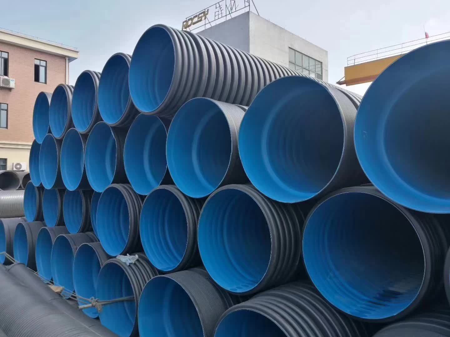 浙江厂家hdpe双壁波纹管黑色市政管300sn8400八级管s2污水管