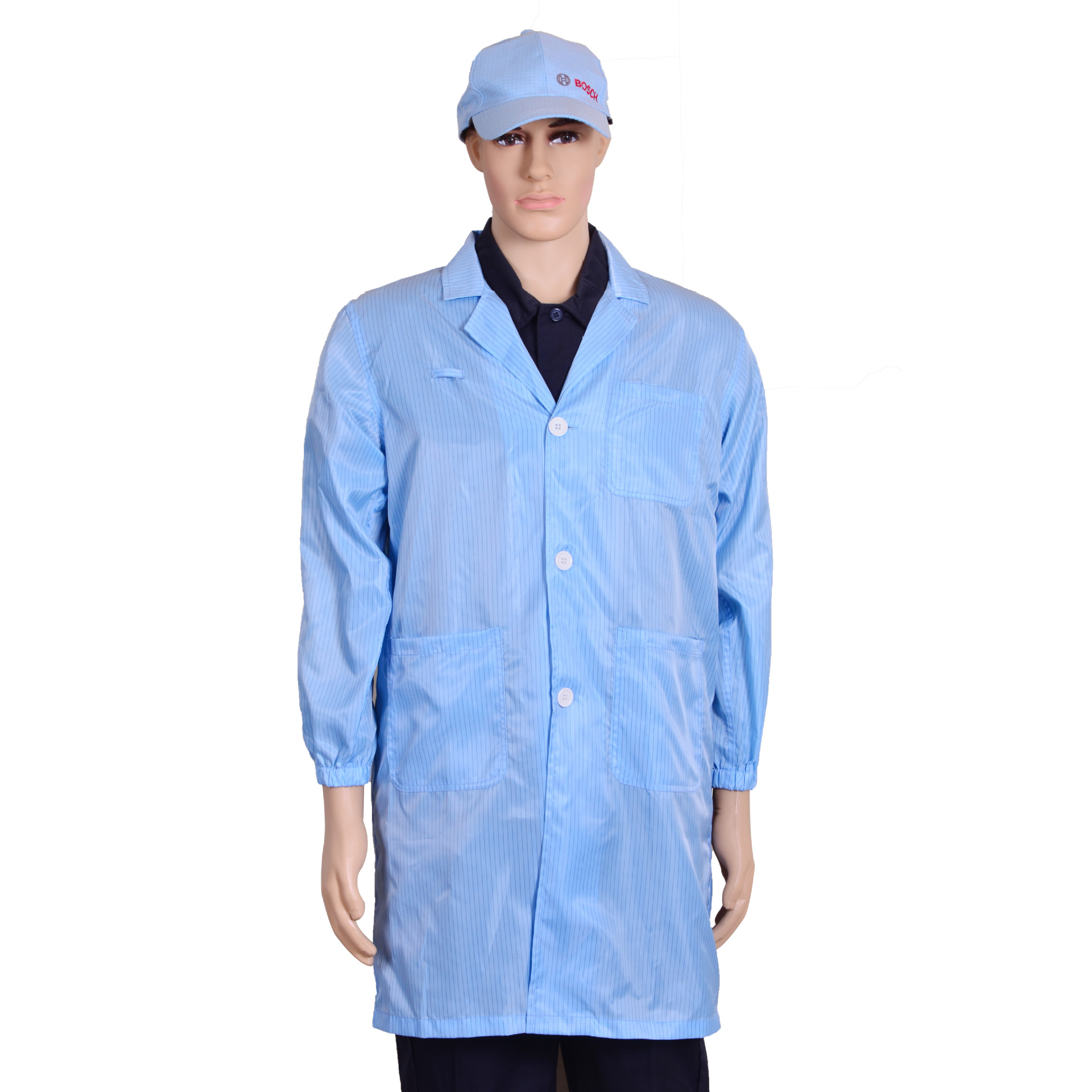 防静电大挂衣可定制蓝色条纹防静电大褂劳保车间防尘大褂劳保用品