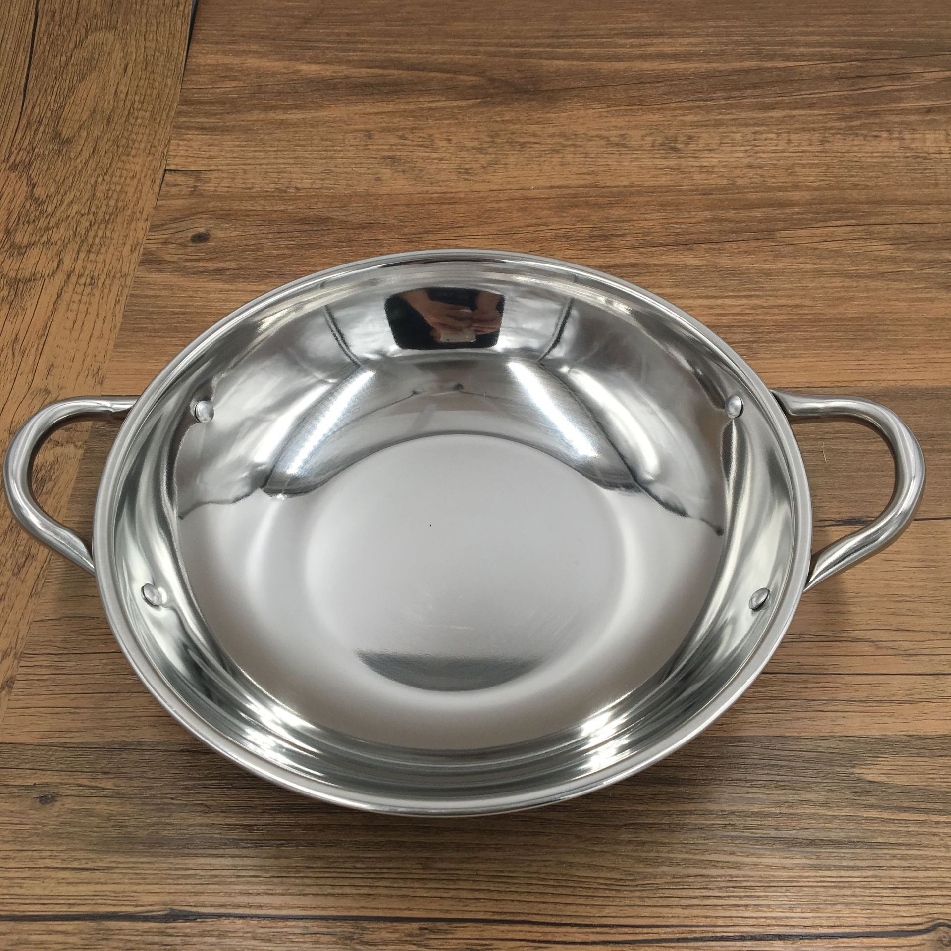 带盖酒吧鼎特厚不锈钢平底锅仔家用小火锅干锅酒精炉火锅盆防溢锅