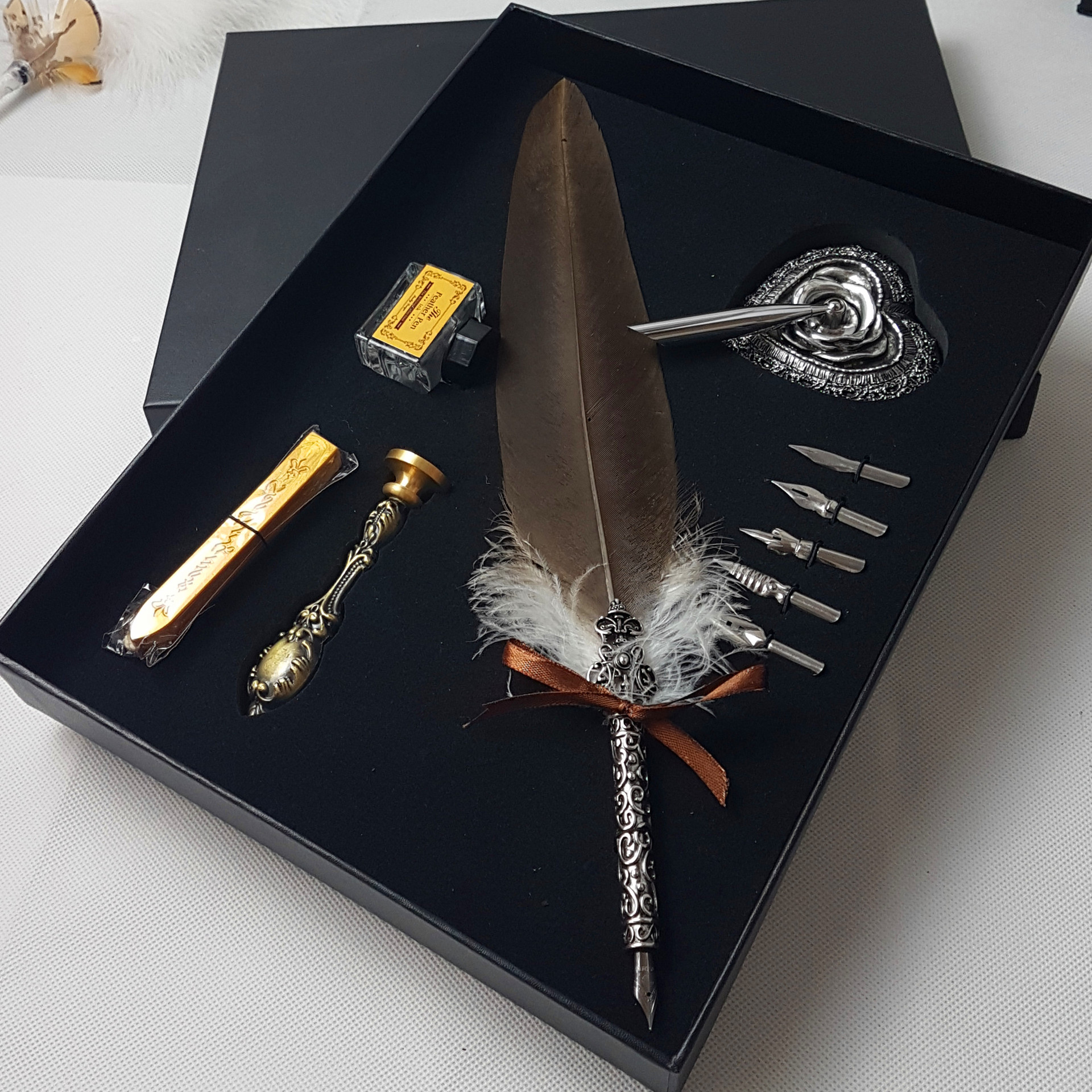 羽毛蘸水钢笔欧式雕毛蘸水笔套装创意礼品笔哈利波特复古羽毛笔