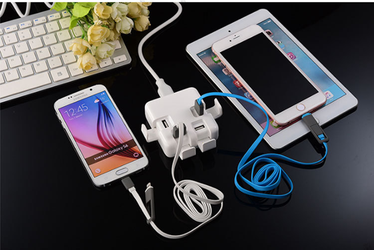 4usb排插手机充电器 纽扣翻盖8ausb多口直充插座头多功能手机充头