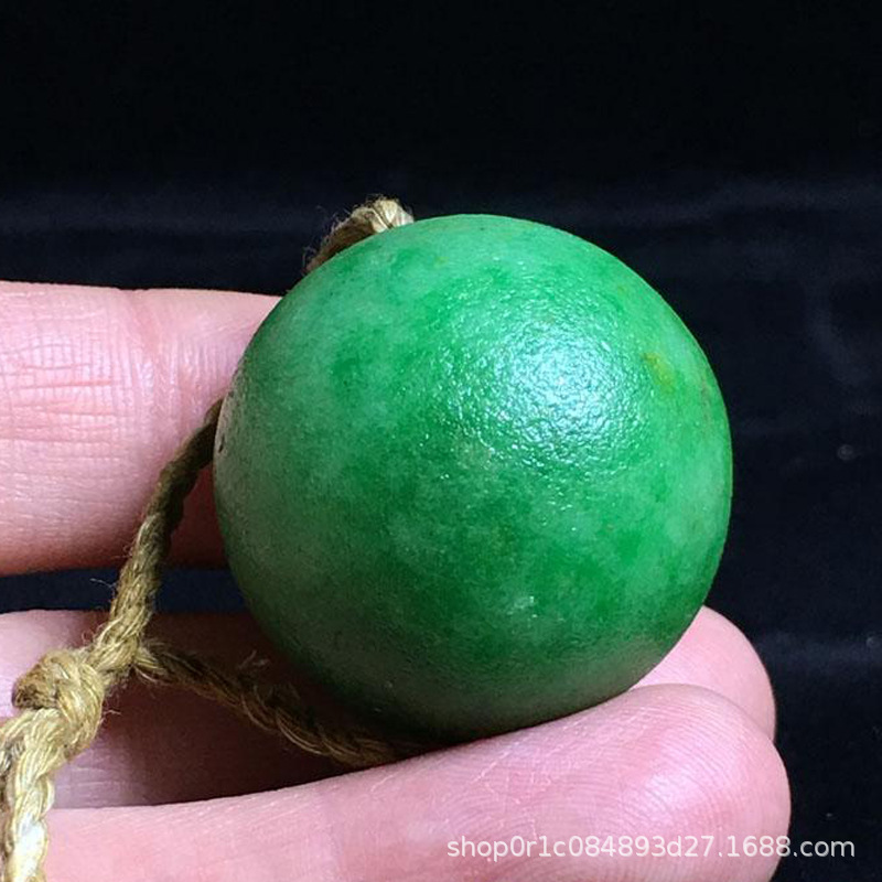 古玩翡翠珠2.9厘米大珠子橘皮纹巴山翠珠仿古念珠帽顶配珠饰品