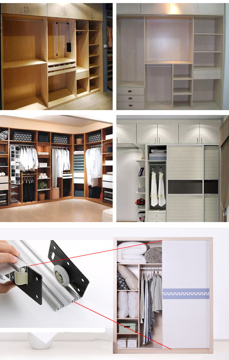 380移门轮免开槽衣柜移门轨道 推拉移门双滑槽导轨柜子轮轨道趟门