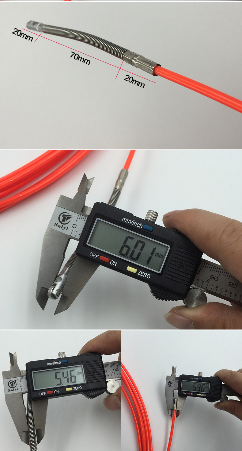 电工穿线器 塑料钢弹簧头电线网线穿管器线槽引线器工具 红色塑料