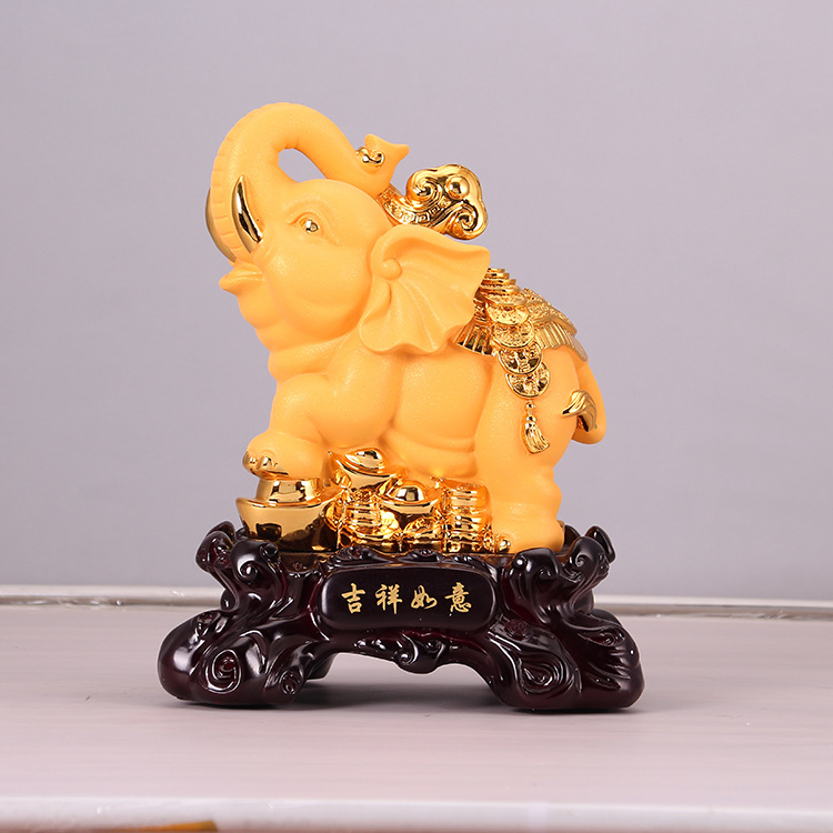 精品绒沙金大象摆件一对 吉祥如意招财家居客厅玄关装饰品工艺品