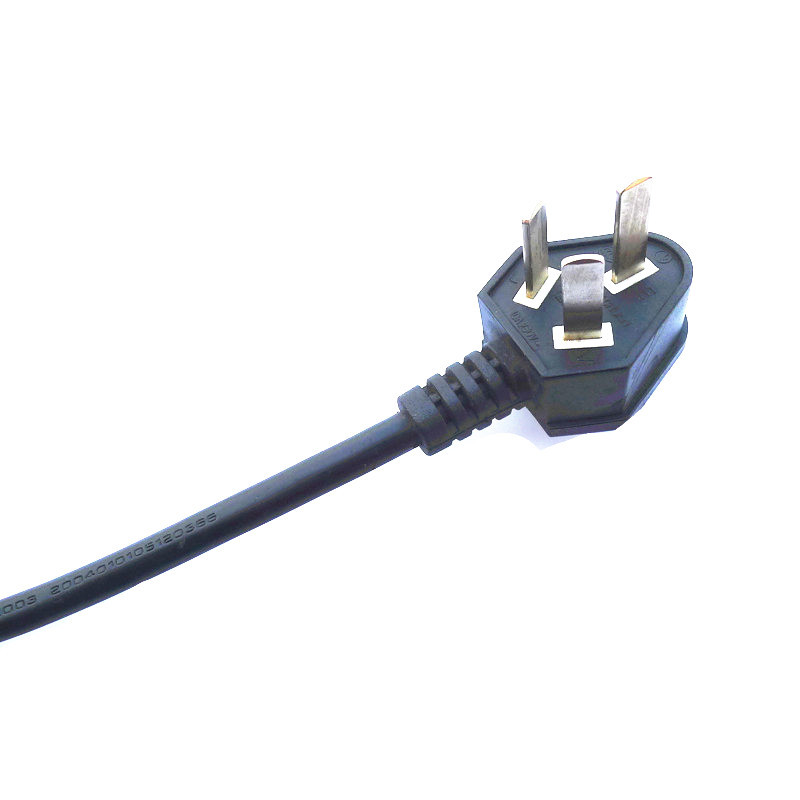 国标ccc认证三角插头线黑色白色橡胶线3*0.75平方电源连接线