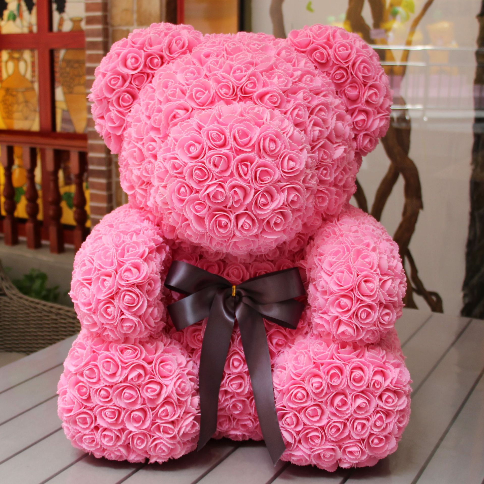 2018七夕情人节礼物新款 玫瑰花小熊 香皂玫瑰花礼盒永生玫瑰批发