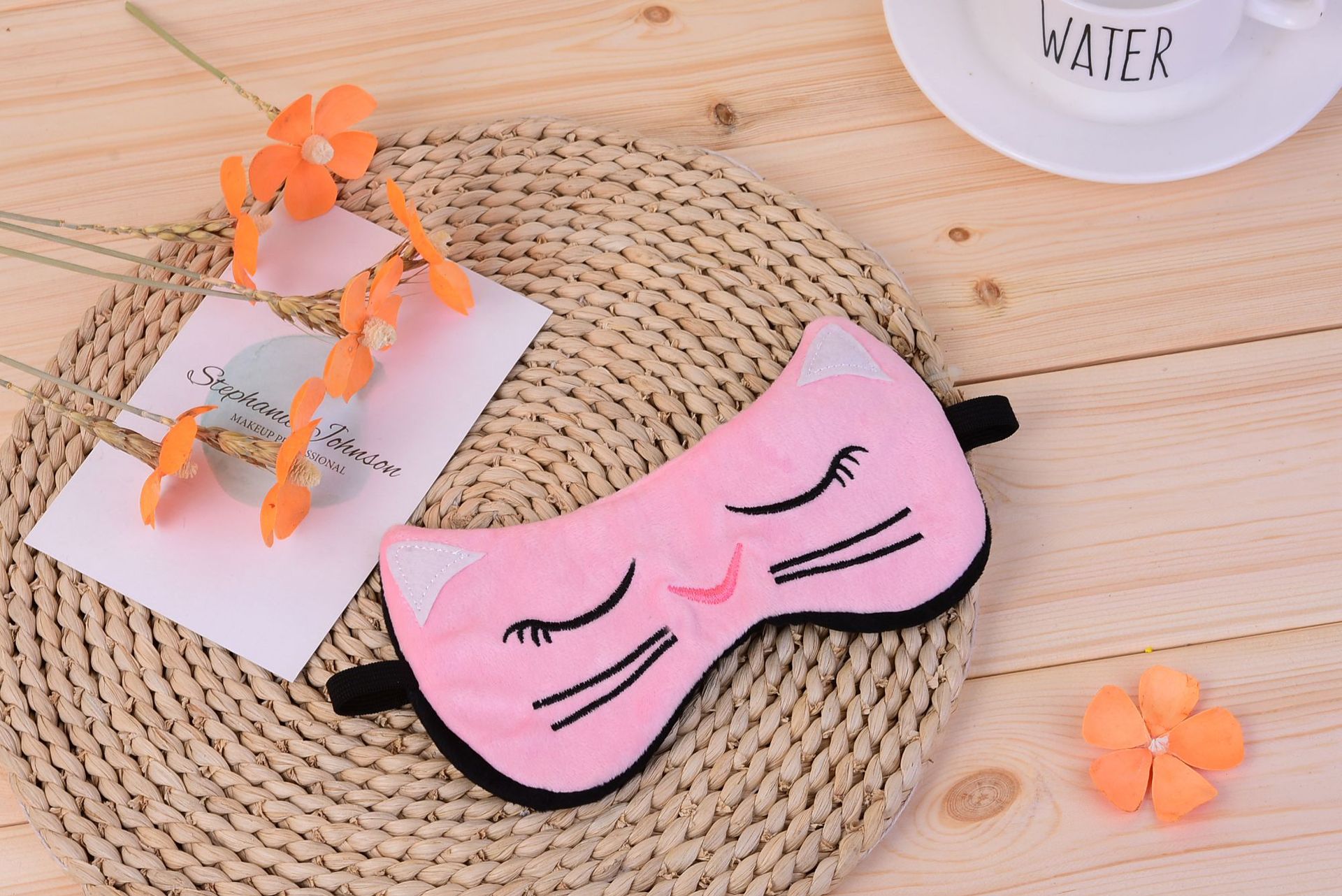 韩版卡通眼罩猫咪水晶短毛绒透气眼罩可爱睡眠遮光护眼罩批发定做