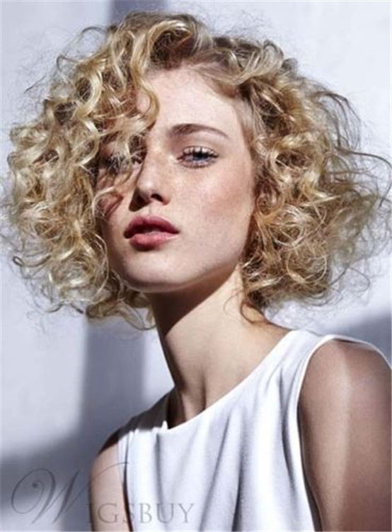 ebay wish 亚马逊跨境电商专供 女士短金色卷发 欧美时尚外贸假发