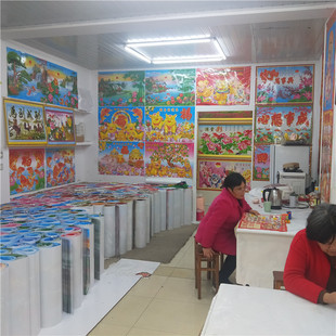 2018年新款春节山水风宝宝学字启智画 高清覆膜贺岁墙画年画批发