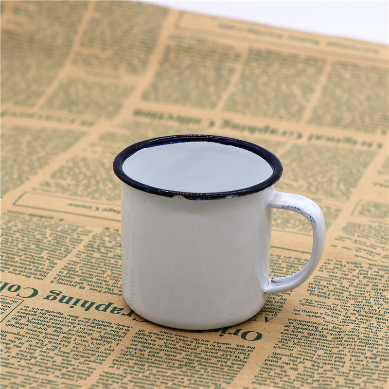 厂家直销全白复古怀旧搪瓷杯 老式铁茶缸广告杯礼品杯可定制logo