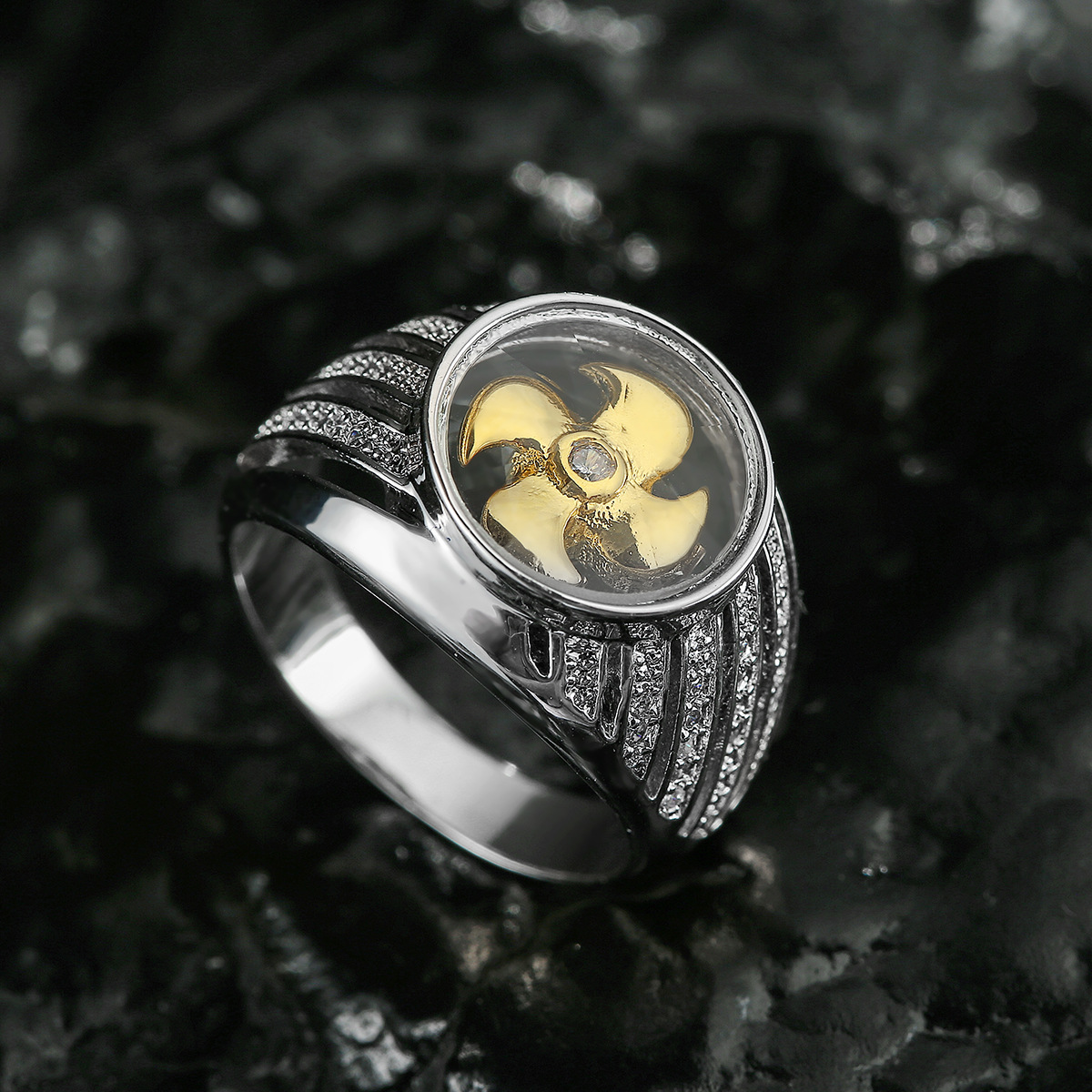 时来运转白金男戒指 东南亚泰国热销首饰批发 厂家时尚饰品大男戒