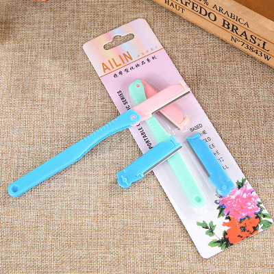 Set Eye-Brow Knife with Replacement Eyebrow Scraper Pieces Eyebrow Shaping Tools Folding Beauty Knife
