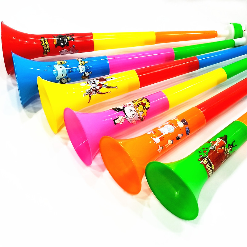 加厚扁嘴印花伸缩喇叭 高音三节卡通伸缩喇叭玩具 助威大喇叭扁嘴