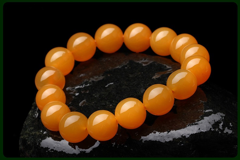 天然黄龙玉圆珠手串 男女款精品细腻黄色玉石手链 石英质玉手串